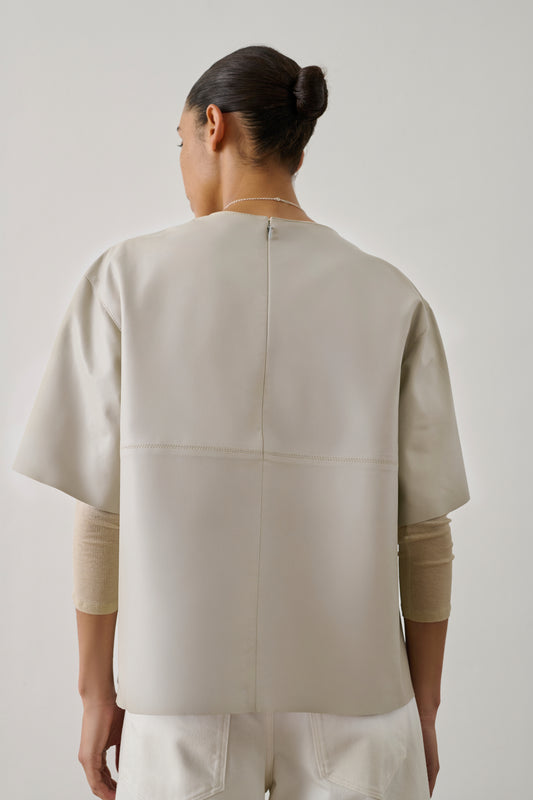 Blouse Frieda - Mastic - Cuir - Femme