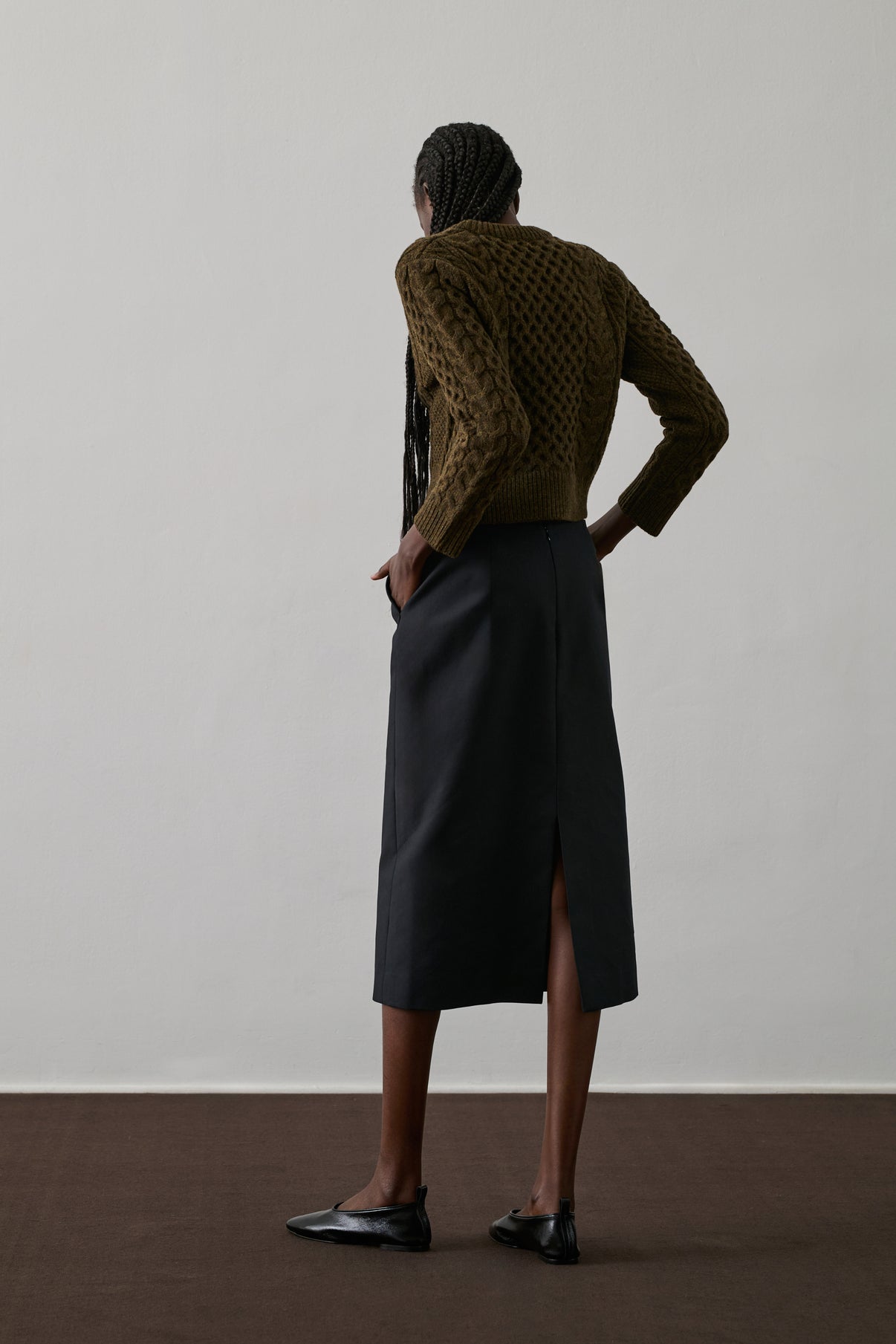 Cardigan Conrad - Kaki Chiné - Laine - Femme vue 2